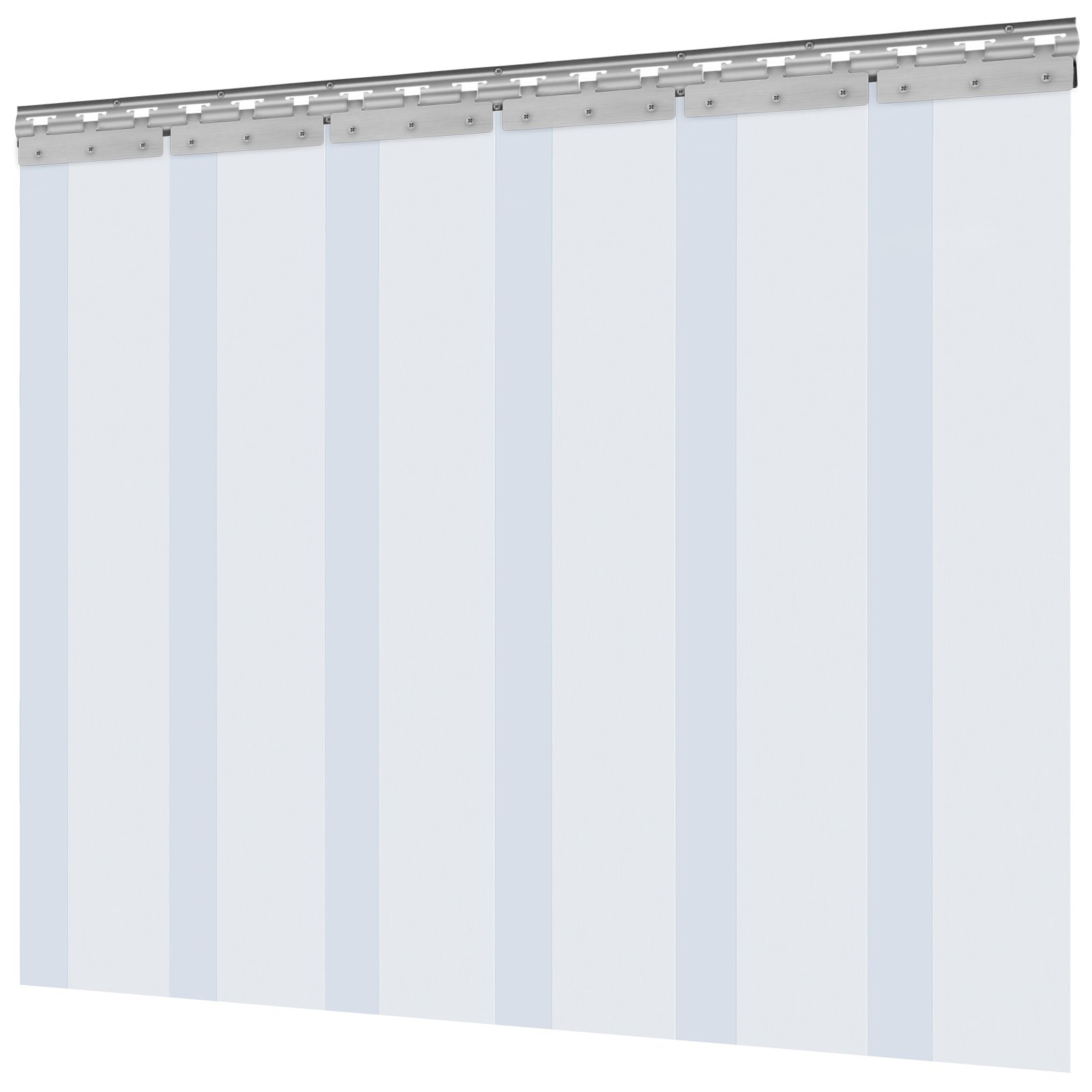 VEVOR Tenda per Porta Esterna 2,5Mx20CM, Tenda a Striscia in PVC 6 Fette Trasparente, Tendaggio di Porta con Staffa e Unghie Resistenza a Vento Acqua Graffi Temperatura per Supermercati, Negozi e Sale