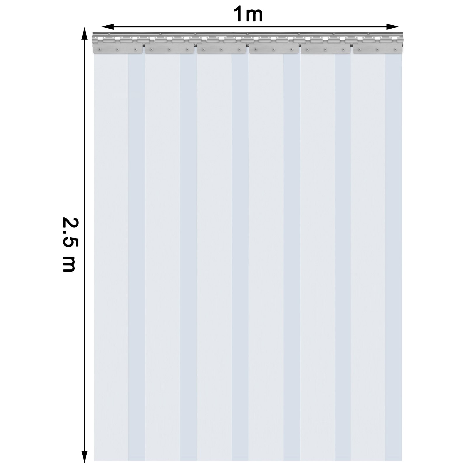 VEVOR Tenda per Porta Esterna 2,5Mx20CM, Tenda a Striscia in PVC 6 Fette Trasparente, Tendaggio di Porta con Staffa e Unghie Resistenza a Vento Acqua Graffi Temperatura per Supermercati, Negozi e Sale