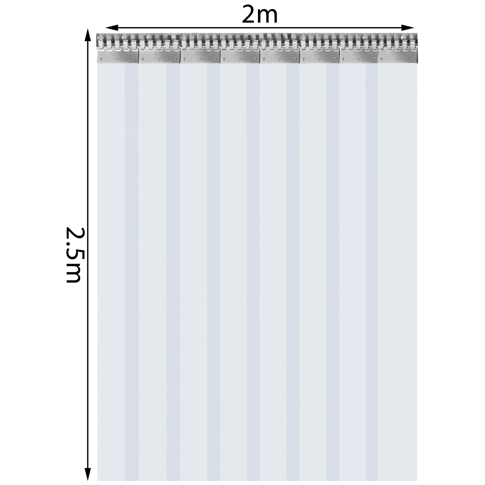 8 Pezzi Tende A Bande In Pvc Plastica Transparente Da 2,5m X 30cm Door Curtain
