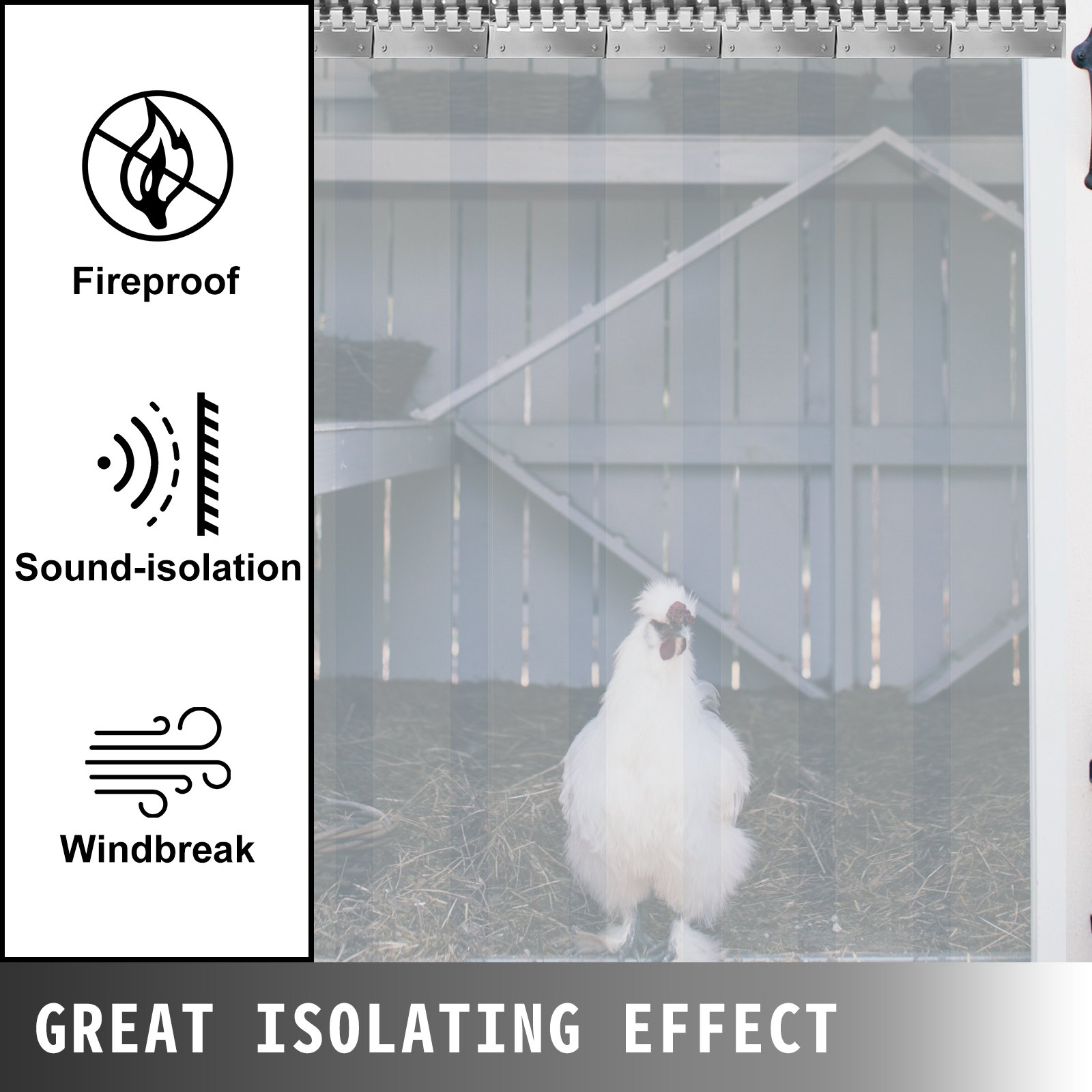 VEVOR Tenda in pvc per Porta Esterna 2,75Mx20CM Tenda a Striscia in Pvc 19 Fette Trasparente Tendaggio di Porta con Staffa e Unghie Resistenza a Vento