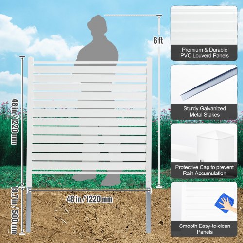 No Dig Recinzione In PVC Per Privacy Esterno: 2 Pannelli 106,7x106,7 Cm Per Condizionatore, Bidoni E Piscina, Antivento - 3