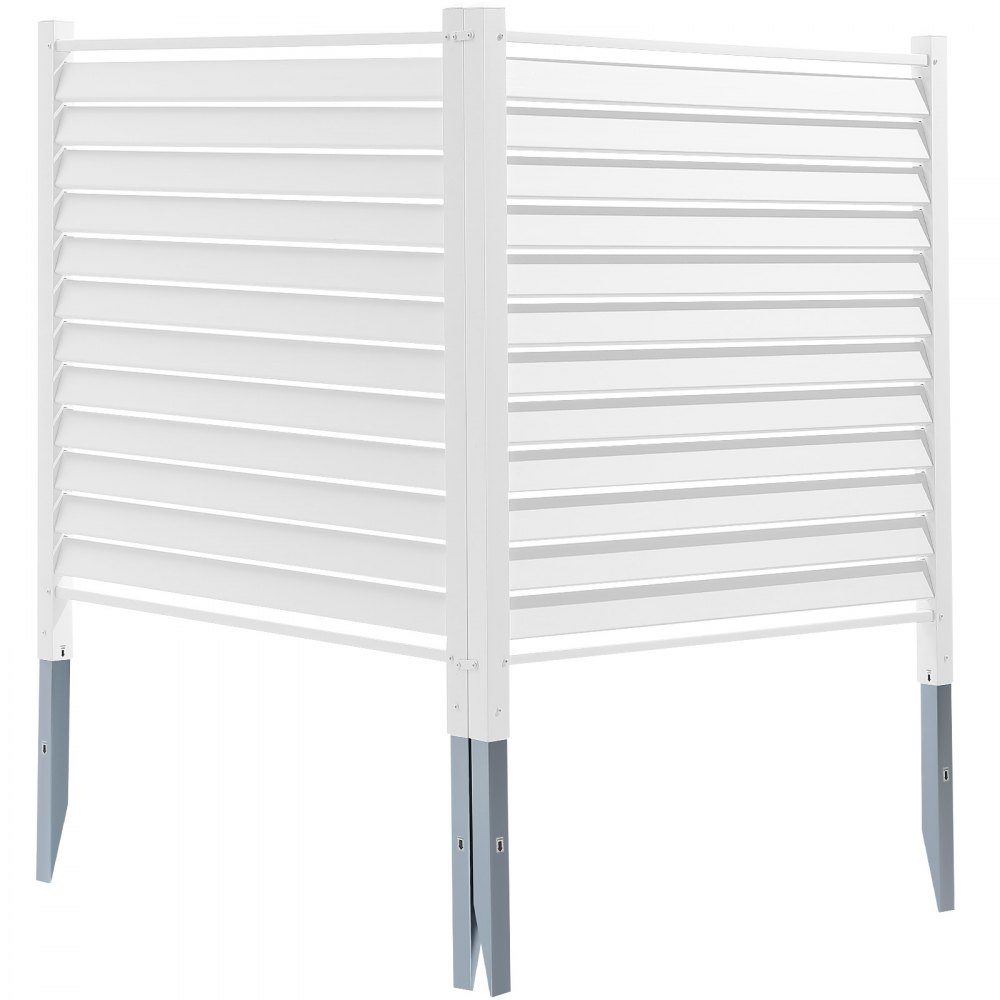 VEVOR Garden Fence 122 x 122 cm Privacy Fence PVC and Galvanized Sheet Metal Ground Spike Windbreak Fence Metal Posts up to 50 cm Slatted Fence Plug-in Fence Privacy Screen Ideal for Outdoor Equipment Private Areas