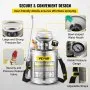 VEVOR Spruzzatore 4L in Acciaio Inossidabile, Spruzzatore Manuale a Pompa, Spruzzatore da Giardino Rinforzato a Pressione da 3,3 Pollici, Spruzzatore per Giardinaggio Domestico e Pulizia del Terreno