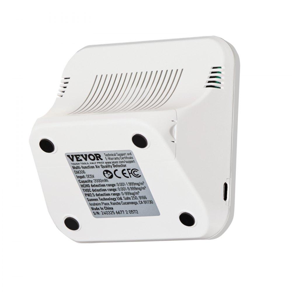 VEVOR Mini Monitore della Qualità dell'Aria 100 x 78 x 78 mm Monitore di Formaldeide 8 in1, Rilevatore di Particelle PM2,5 PM10 PM1,0 Temperatura, Umidità, con Soglie di Allarme per Interni Esterni