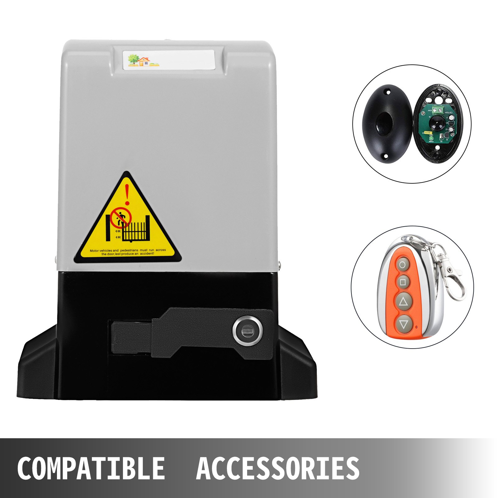 VEVOR Sliding Gate Operator 600 kg, Sliding Gate Operator Set 12 m, Electric Sliding Gate Operator 13 m/min, Sliding Gate Operator Set with 2 Remote Controls, 280 W Quiet Gate Operators for Hotels, Factories