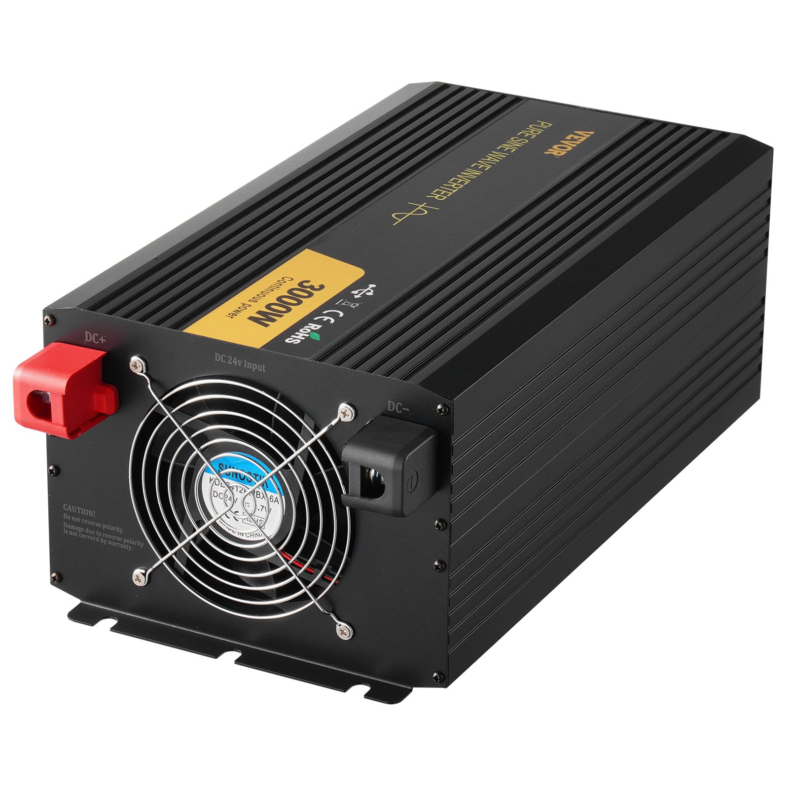 VEVOR Invertitore a Onda Sinusoidale Pura, 3000 W Invertitore di Potenza, DC 24 V a AC 230 V Invertitore per Auto con Schermo LCD Porta USB, Telecomando, per Camper Sistema Solare Viaggio Campeggio