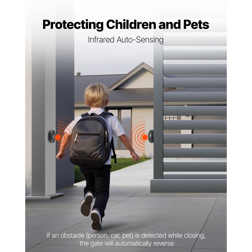 VEVOR Apricancello per Porta a Scorrimento Apricancello per Porta Scorrevole Elettrico da 550 W per Porte Fino a 25 m e 1500 kg, Motore con Cremagliera in Nylon, Sensore a Infrarossi
