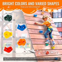 VEVOR 25 Prese per Arrampicata su Roccia di Diverse Dimensioni, Rocce da Arrampicata di Multicolori per Bambini Adulti, Hardware di Montaggio, per Set da Gioco per Parchi Giochi al Chiuso e all'Aperto