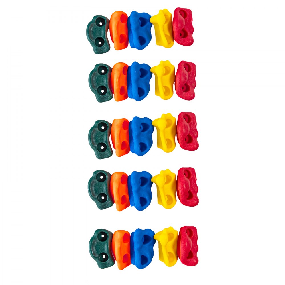 VEVOR 25 Prese per Arrampicata su Roccia di Diverse Dimensioni, Rocce da Arrampicata di Multicolori per Bambini Adulti, con Corda Annodata, Maniglie e Accessori di Montaggio, per Interni ed Esterni