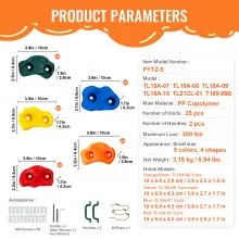 VEVOR 25 Prese per Arrampicata su Roccia di Diverse Dimensioni, Rocce da Arrampicata di Multicolori per Bambini Adulti, con Corda Annodata, Maniglie e Accessori di Montaggio, per Interni ed Esterni