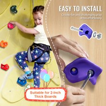 VEVOR 72 Prese per Arrampicata su Roccia di Diverse Dimensioni, Rocce da Arrampicata di Multicolori per Bambini Adulti, con Hardware di Montaggio, Set da Gioco per Parchi Giochi al Chiuso e all'Aperto