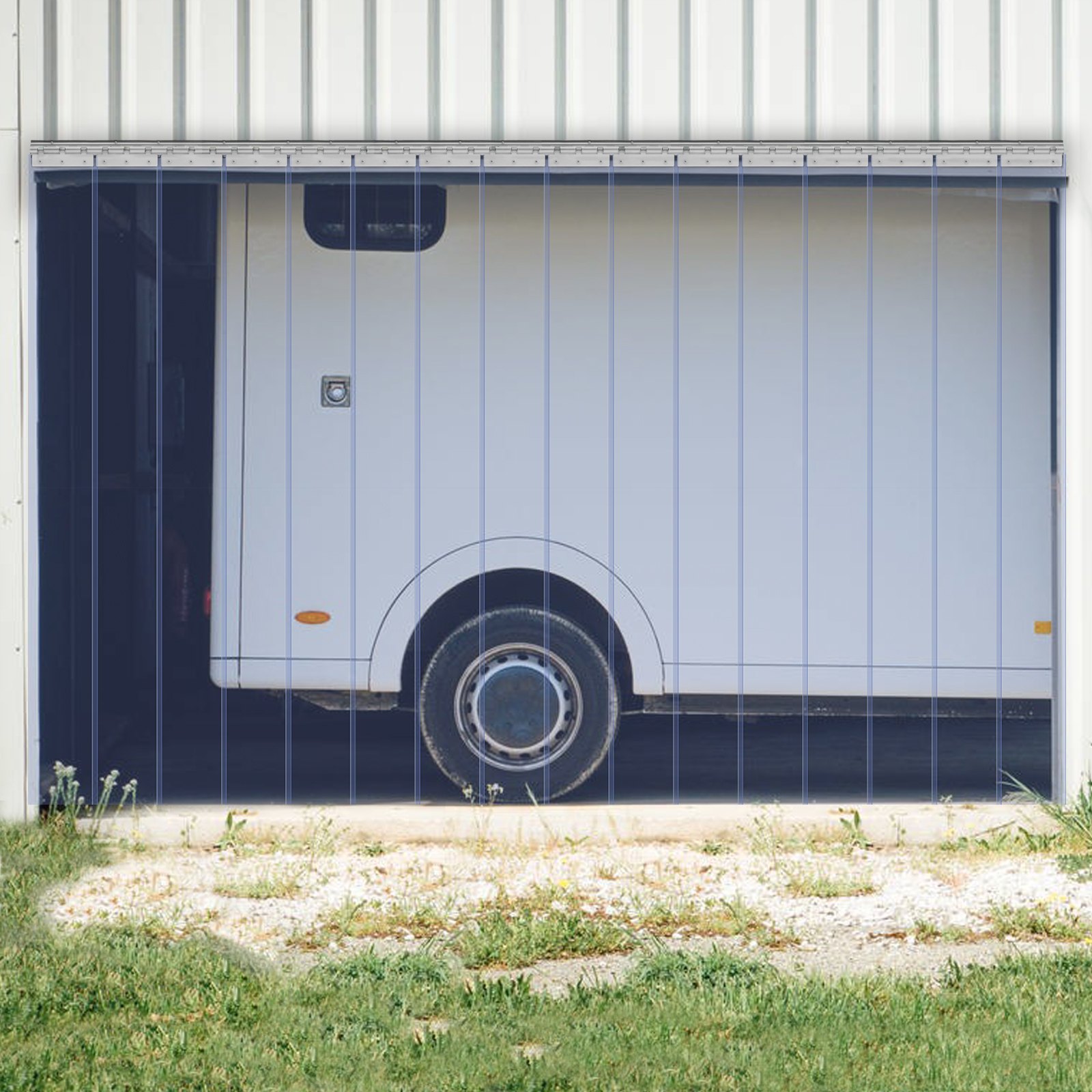VEVOR Tenda a Strisce in PVC Trasparente Rotolo di Tenda PVC Lunghezza 224 cm per Porta di Magazzini Capanni per Animali Fattorie Commerciale, Porta a Strisce 20 cm x 213 cm PVC Trasparente -20℃-60℃
