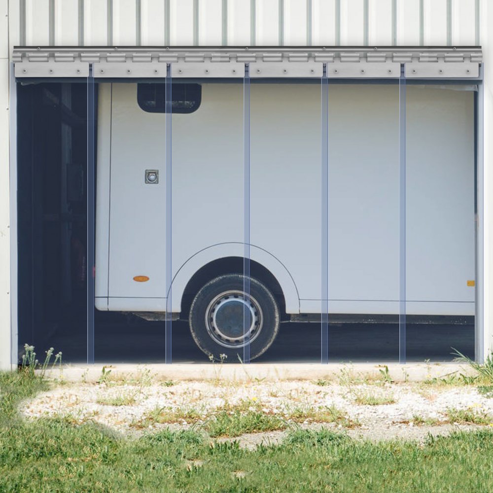 VEVOR Tenda a Strisce in PVC Trasparente Rotolo di Tenda PVC Lunghezza 213 cm per Porta di Magazzini Capanni per Animali Fattorie Commerciale, Porta a Strisce 20 cm x 213 cm PVC Trasparente -20℃-60℃