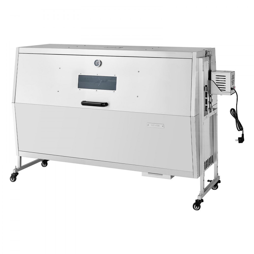 VEVOR Griglia per Maialino Griglia a Carbone, Lunghezza 132 cm 38 W con Capacità di Carico di 60 kg e Ruote e Regolazione dell'Altezza a 4 Vie e Coperchio, in Acciaio Inossidabile per Campeggio