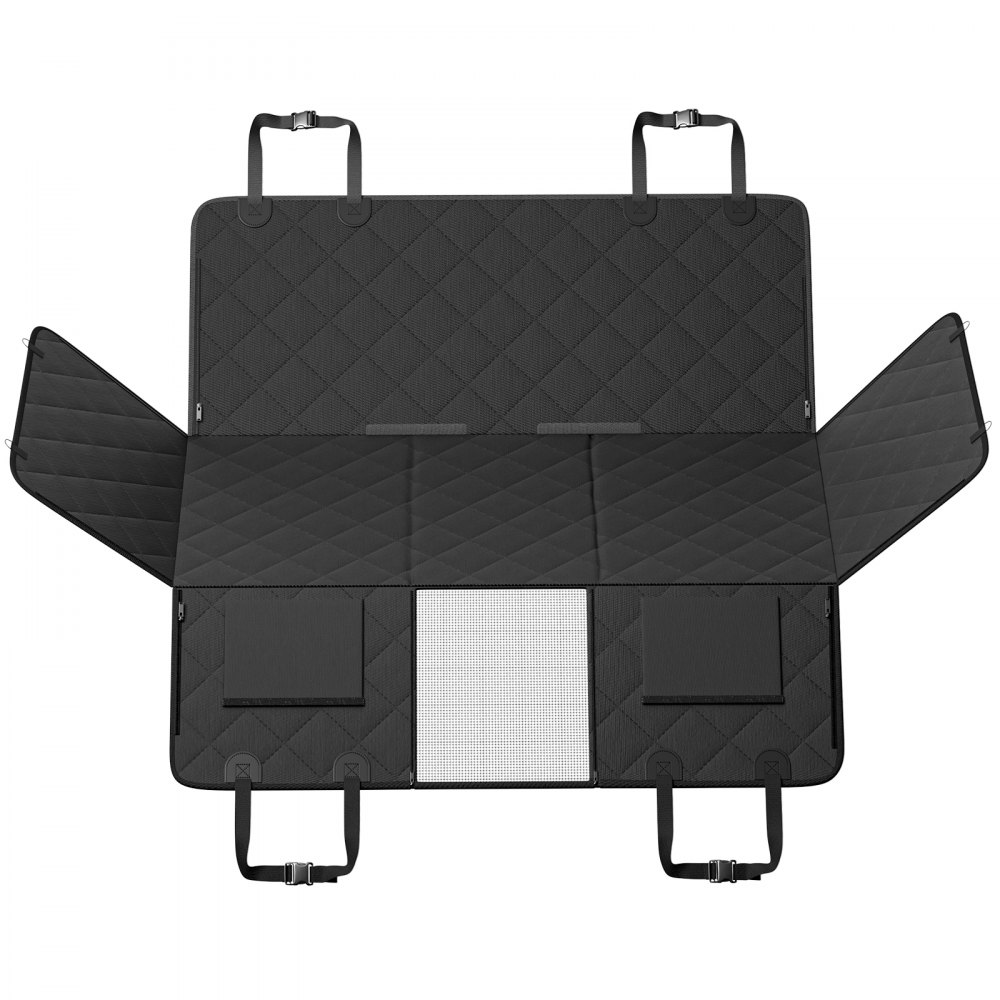 VEVOR Estensione per Sedile Posteriore per Cani, Amaca per Cani Coprisedile per Cani con Fondo Rigido Sedile Posteriore 1330 x 630 mm, 158,7 kg, con Finestra a Rete e Tasca Portaoggetti per Auto, SUV