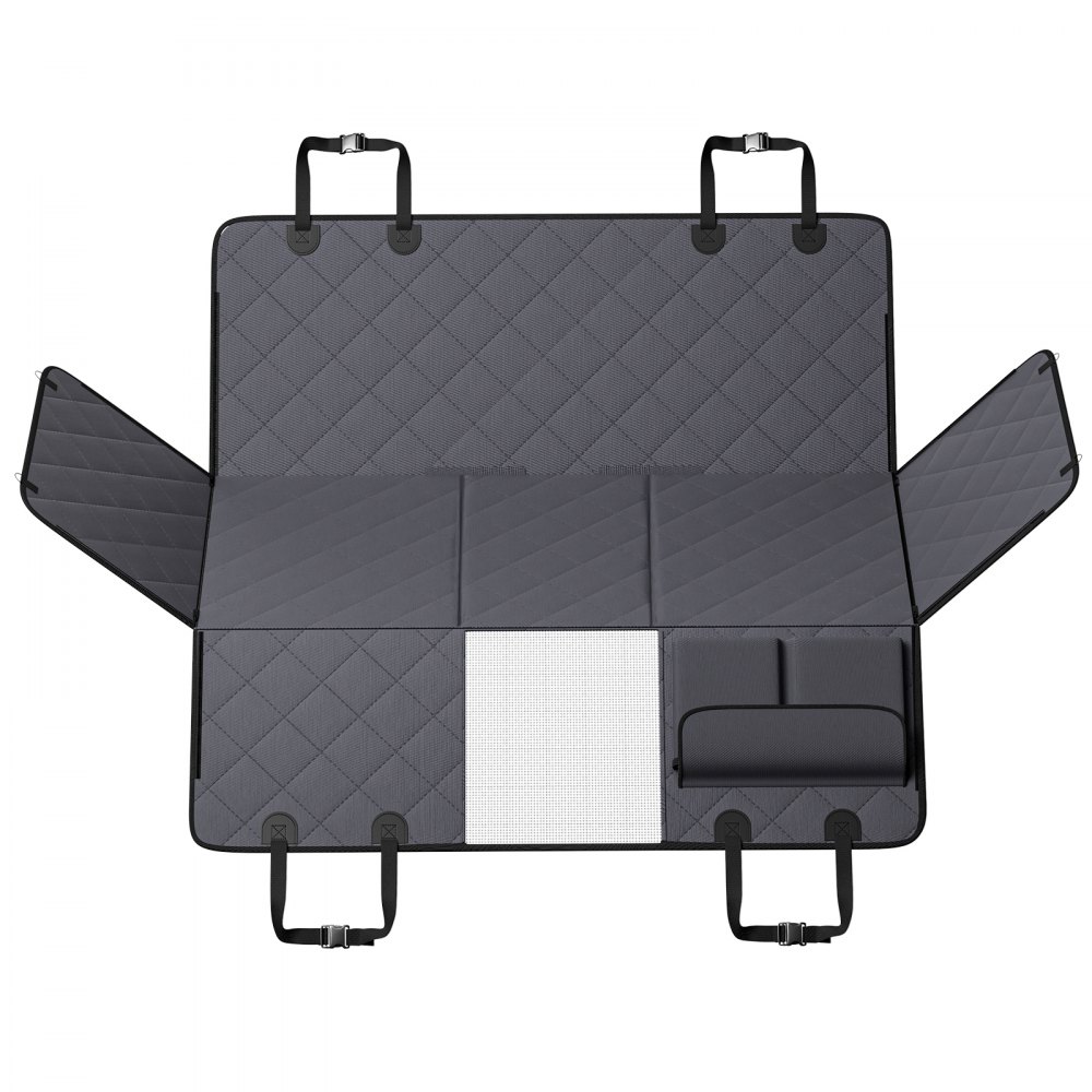 VEVOR Estensione per Sedile Posteriore per Cani, Coprisedile per Cani con Fondo Rigido Impermeabile Sedile Posteriore 1360 x 615 mm, 181,4 kg, con Finestra a Rete e Tasca Portaoggetti per Auto, SUV