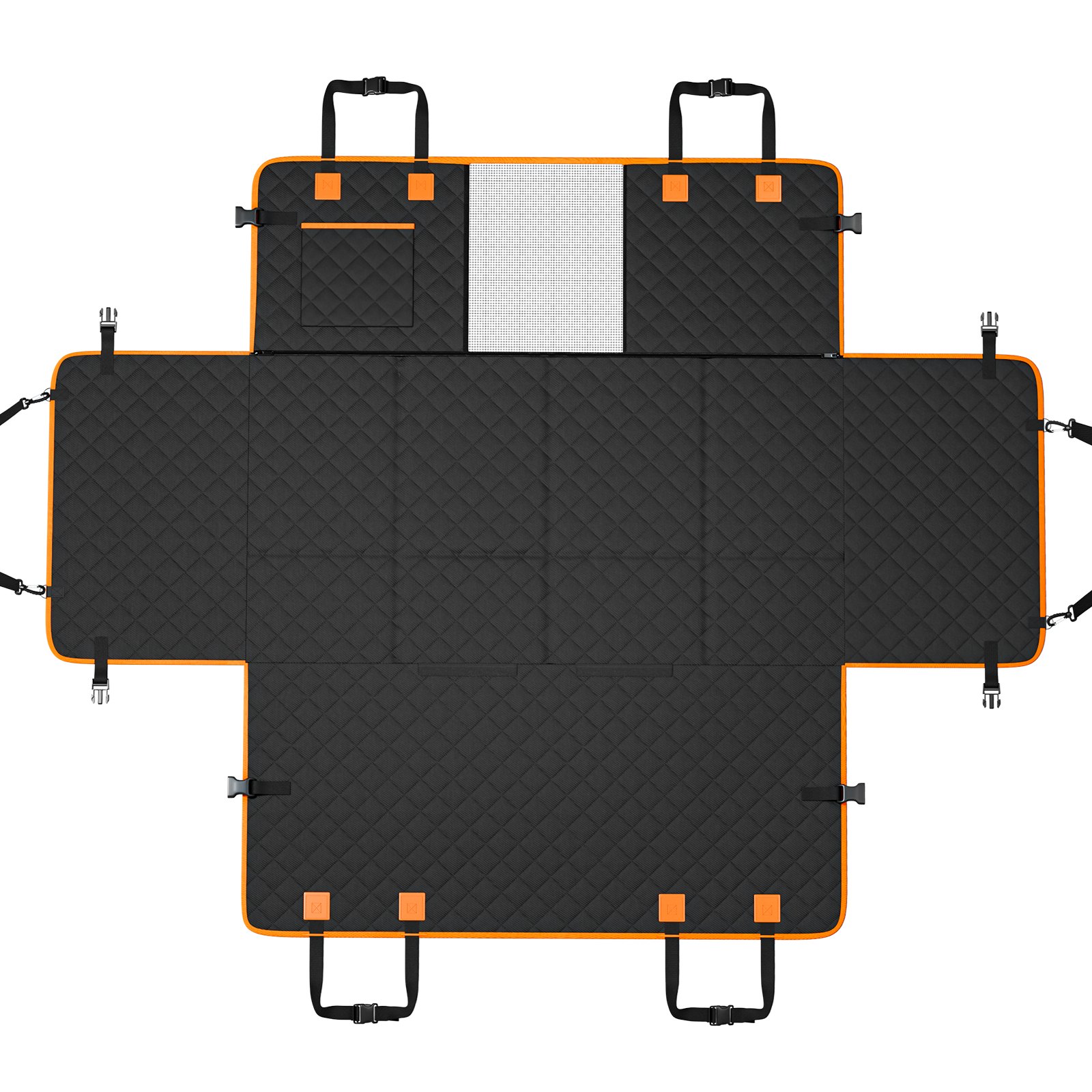 VEVOR Estensione per Sedile Posteriore per Cani, Amaca per Cani Coprisedile per Cani con Fondo Rigido Sedile Posteriore 1290 x 700 mm, 158,7 kg, con Finestra a Rete e Tasca Portaoggetti per Auto, SUV