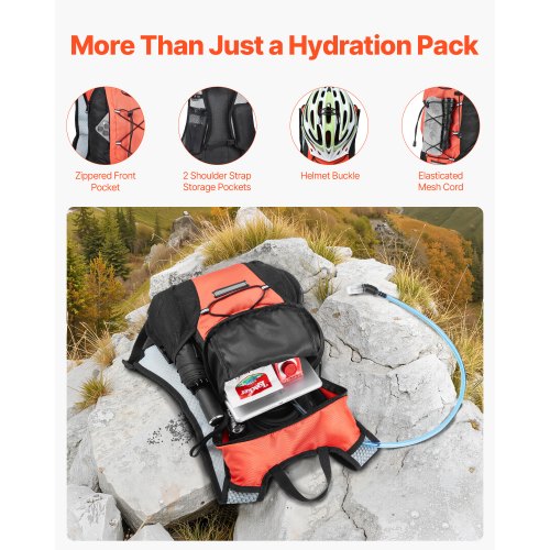 VEVOR Zaino Da Trekking Con Sacca D'acqua 8L – Idrorepellente, 2L In TPU, Per Corsa E Bici (Nero)
