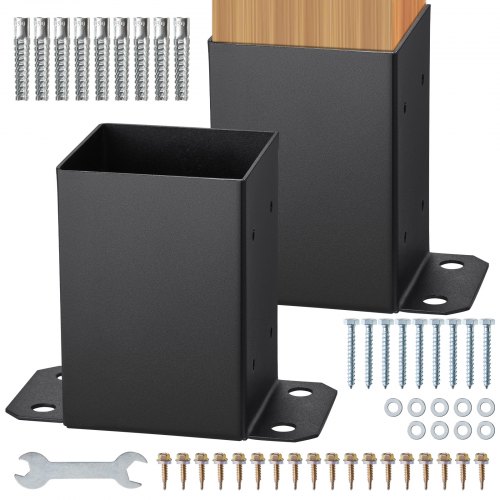 VEVOR Confezione Da 4 Supporti Per Pali In Legno 4'' X 4'' 102x102 Mm Base Per Pali Interni 914x914 Mm In Acciaio A Carbonio Per Ancoraggio Pali In Legno Ringhiere Corrimano Di Terrazze Portici 82785730