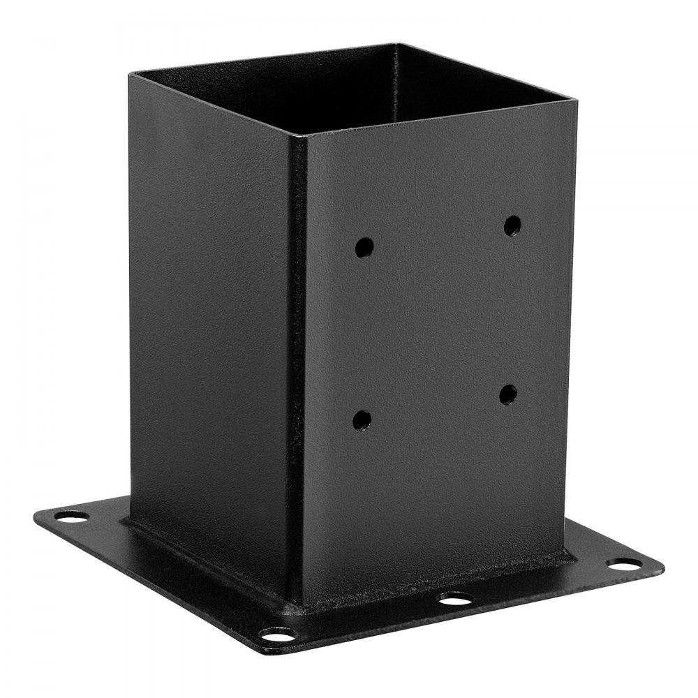 VEVOR Base per Pali 146 x 146 mm Dimensioni Interne 142 x 142 mm Staffe per Pali in Acciaio al Carbonio per Impieghi Gravosi, per Supporto Ringhiera per Gazebo, Piastra di Base per Ponte, 4 PZ, Nero