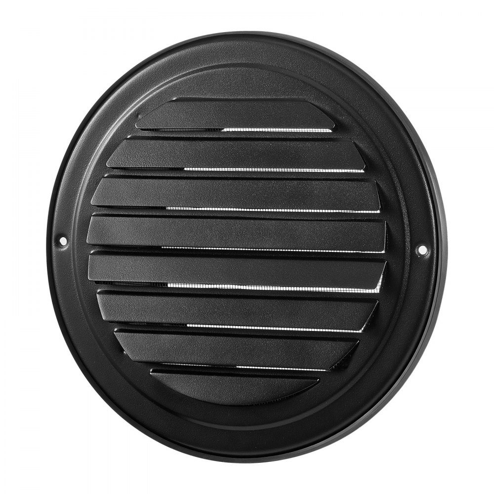 VEVOR 145 mm Wall Vent Cover, Louvered Round AC Vent Gable Cover, Premium Stainless Steel & with Built-in a Protection Screen, for House,Bathroom,Garage,Kitchen,Basement (2 Pack, Black)