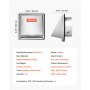 VEVOR Copertura per Presa d'Aria Esterna da 97 mm, Copertura Quadrata per Cappa di Ventilazione in Acciaio Inox, con Schermo di Protezione Integrato, per Casa, Bagno, Garage, 1 Pezzo, Argento