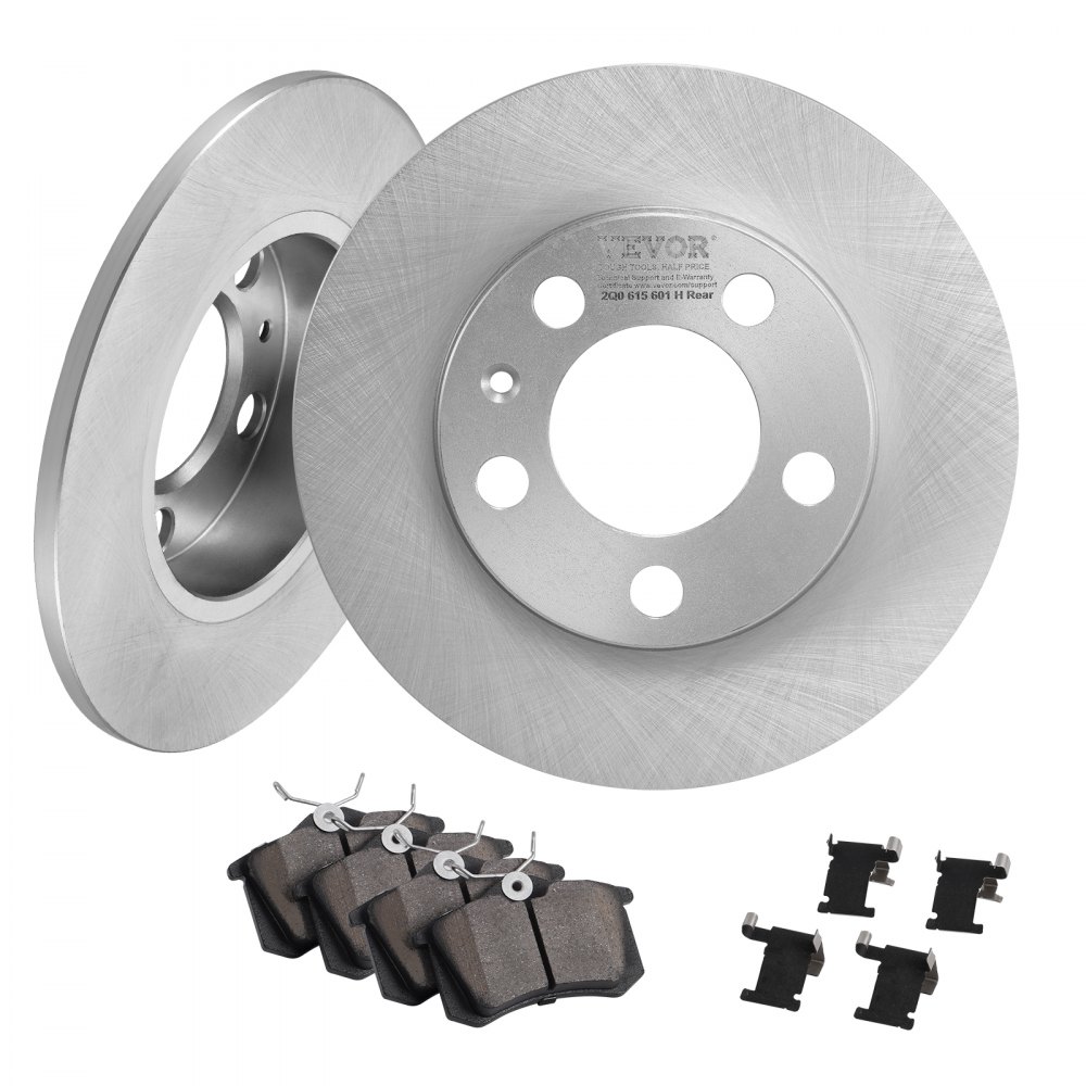 VEVOR Kit Freno Posteriore Compatibile 231,7 mm Dischi Freno 6,1 kg con AUDI A3(8L), SEAT IBIZA, SKODA OCTAVIA, ROOMSTER, VW GOLF Ⅳ, Kit di Sostituzione Pastiglie Freno in Ceramica, Rotori Posteriori