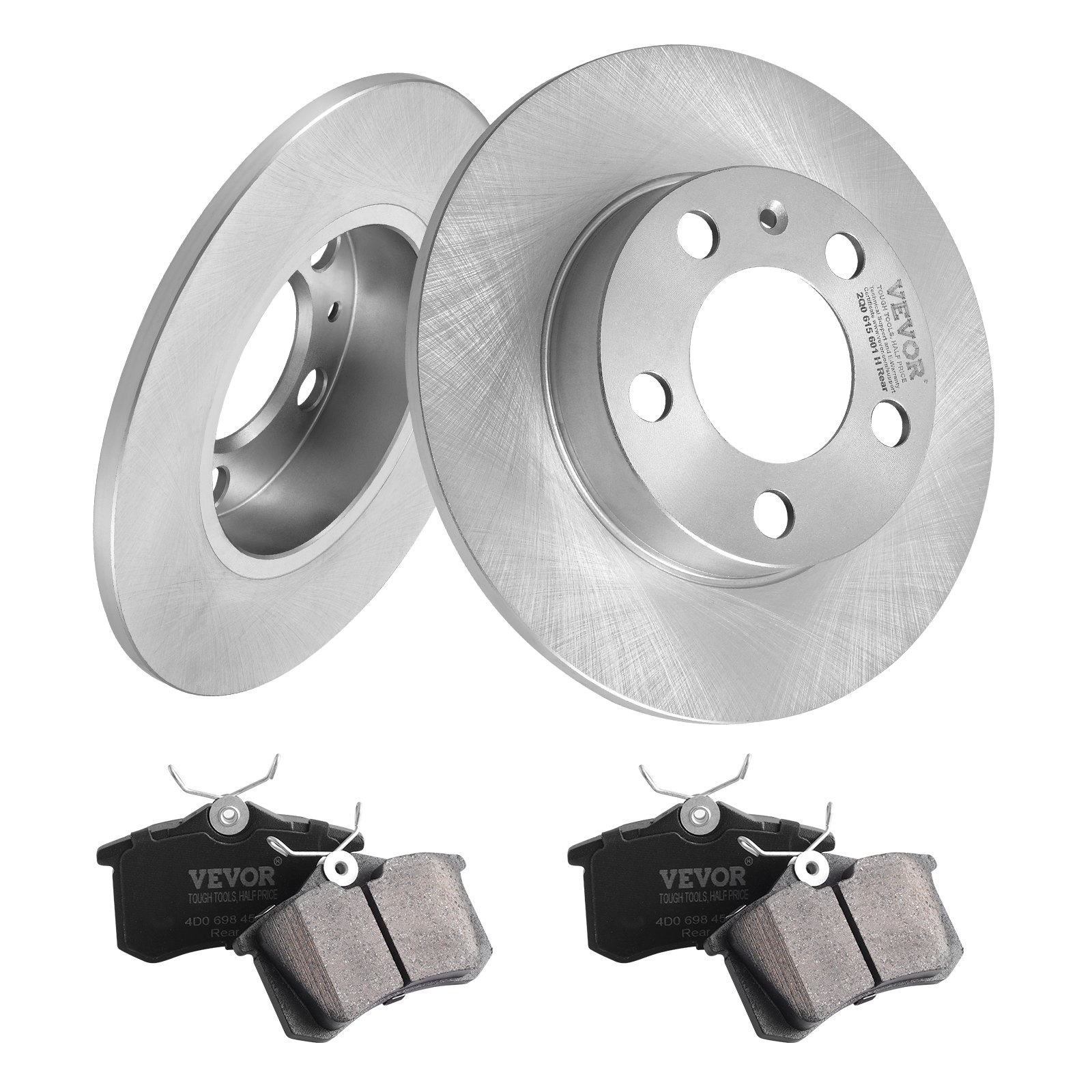 VEVOR Kit Freno Posteriore Compatibile 231,7 mm Dischi Freno 6,1 kg con AUDI A3(8L), SEAT IBIZA, SKODA OCTAVIA, ROOMSTER, VW GOLF Ⅳ, Kit di Sostituzione Pastiglie Freno in Ceramica, Rotori Posteriori