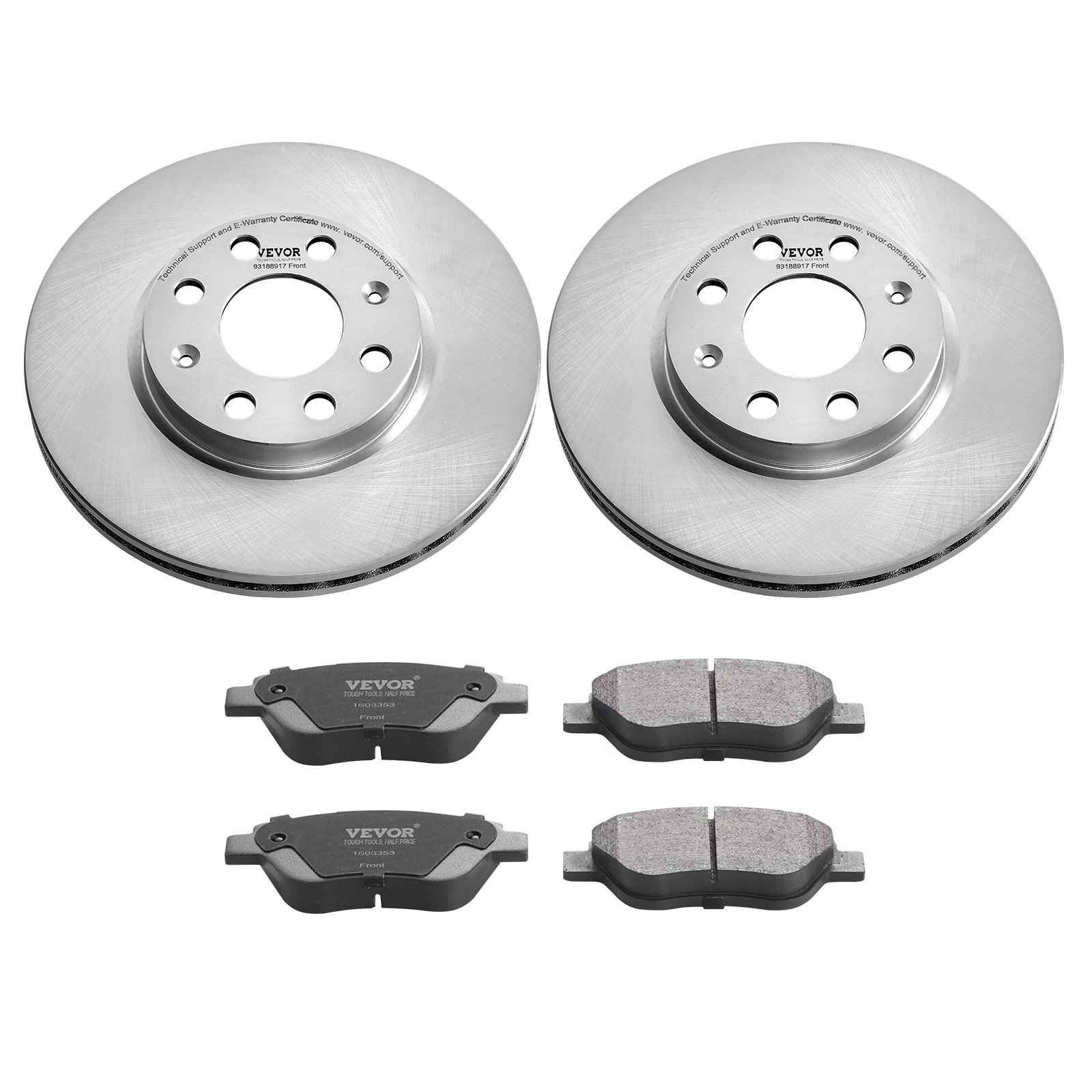 VEVOR Kit Freno Anteriore 257,2 mm Dischi Freno per Vauxhall Adam(M13), Corsa D (S07), Corsa D Box/Hatchback (S07), Kit di Ricambio Pastiglie Freno in Ceramica per Dischi Freno, Rotori Anteriori