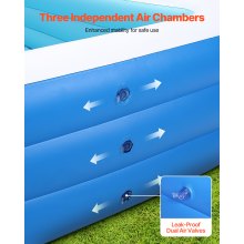 VEVOR Piscina Rettangolare da Esterno Gonfiabile per Famiglie 3 x 1,7 x 0,5 m, con Toppe di Riparazione, Piscina Gonfiabile in PVC di Grandi Dimensioni, Feste Estive in Acqua, Giardino