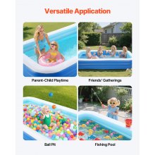 VEVOR Piscina Rettangolare da Esterno Gonfiabile per Famiglie 3 x 1,7 x 0,5 m, con Toppe di Riparazione, Piscina Gonfiabile in PVC di Grandi Dimensioni, Feste Estive in Acqua, Giardino