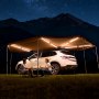 VEVOR Tenda Veranda per Auto Furgoni da Campeggio da 270 Gradi con Luci LED Integrate, Tendalino Lato Conducente per Auto Impermeabile UV50+, per Tutte le Stagioni, per SUV, Camion, Beige