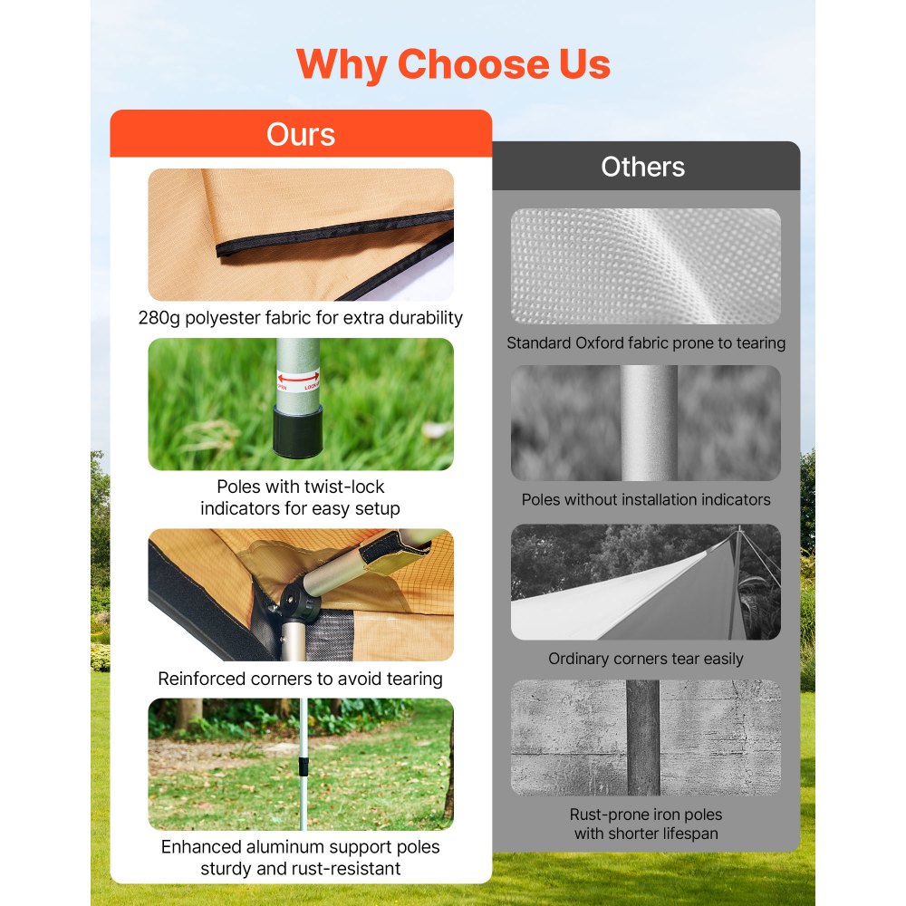 VEVOR Tenda Veranda per Auto Furgoni da Campeggio da 270 Gradi con Borsa per il Trasporto, Tendalino Lato Conducente da 6 x 2 m, per Auto Impermeabile UV50+, per Tutte le Stagioni, per SUV