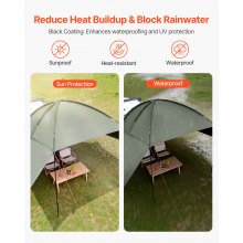 VEVOR Tendalino Auto 3x2,1m Tenda Laterale per Auto di Grandi Dimensioni PU2000mm UV50+ Resistente al Sole/Acqua/Vento con Borsa Portatile Tendalino Laterale/Posteriore per Camion SUV Furgoni Camper
