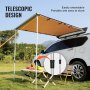 VEVOR Tendalino Laterale per Auto Retrattile 2x2,5 m, Tenda da Sole Retrattile PU3000 mm UV50+ Impermeabile, Tendalino Laterale/Posteriore per Camion SUV Furgoni Camper da Campeggio Escursione Viaggio