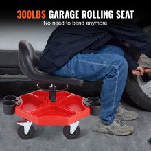 VEVOR Sgabello da Officina Mobile Regolabile in Altezza, Sgabello da Meccanico su Rotelle Carico 136 kg, Comodo Sedile con Cuscino Vassoio per Attrezzi, per Manutenzione Garage di Riparazione Auto