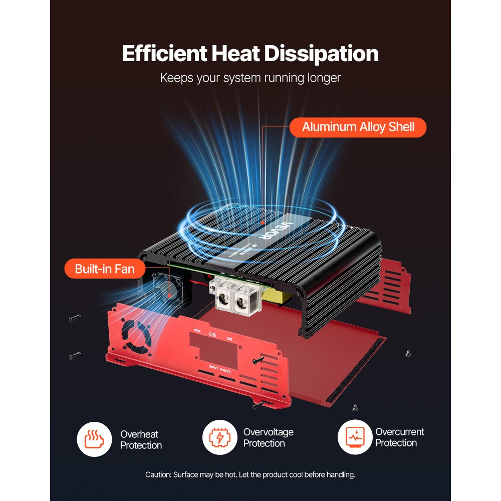 VEVOR Amplificatore Monoblocco per Auto Classe D con Controllo Remoto del Livello del Subwoofer 3000 W, Filtro Passa-Basso, Potenziamento dei Bassi, Spostamento di Fase, Controllo del Volume