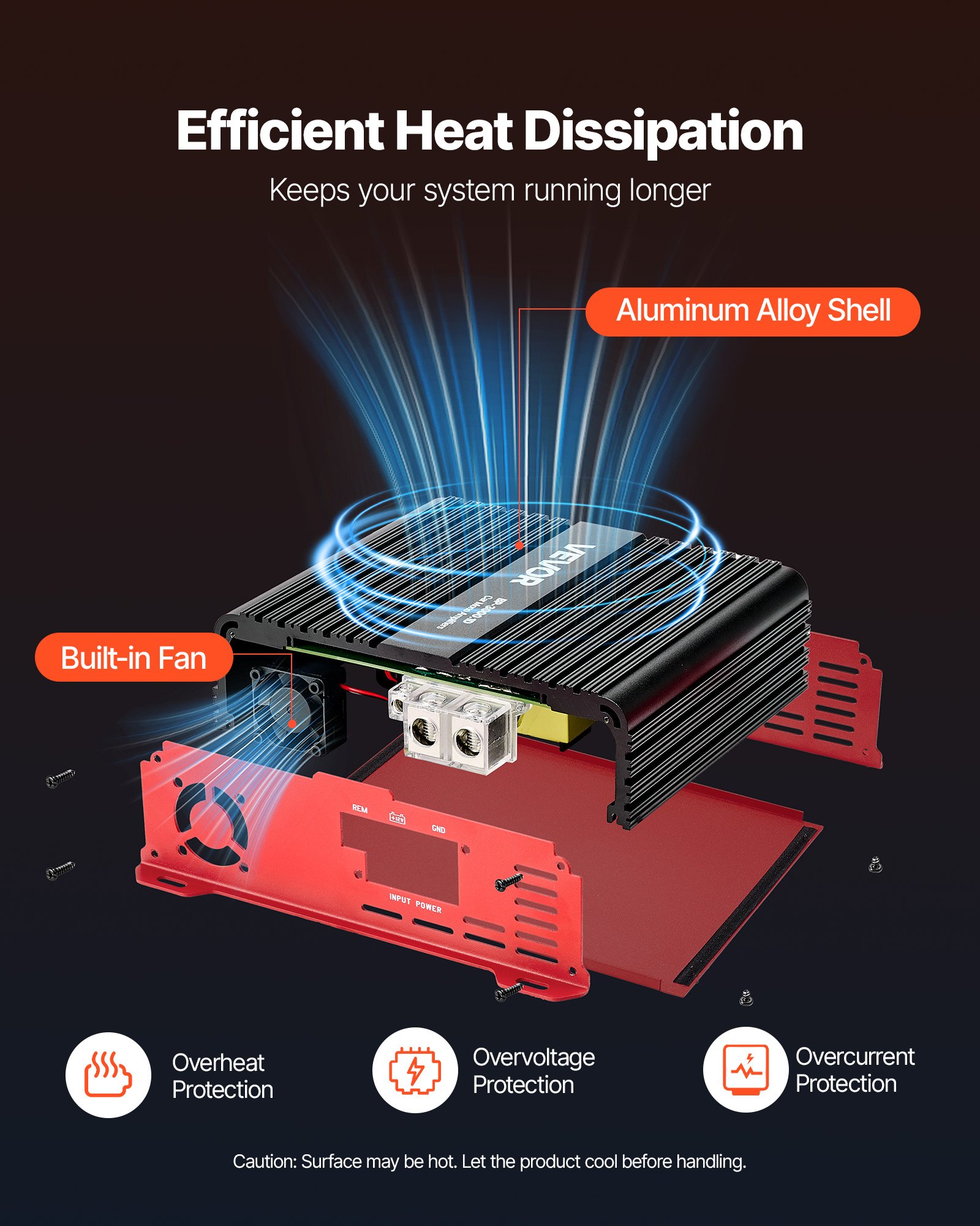 VEVOR Amplificatore Monoblocco per Auto Classe D con Controllo Remoto del Livello del Subwoofer 3000 W, Filtro Passa-Basso, Potenziamento dei Bassi, Spostamento di Fase, Controllo del Volume
