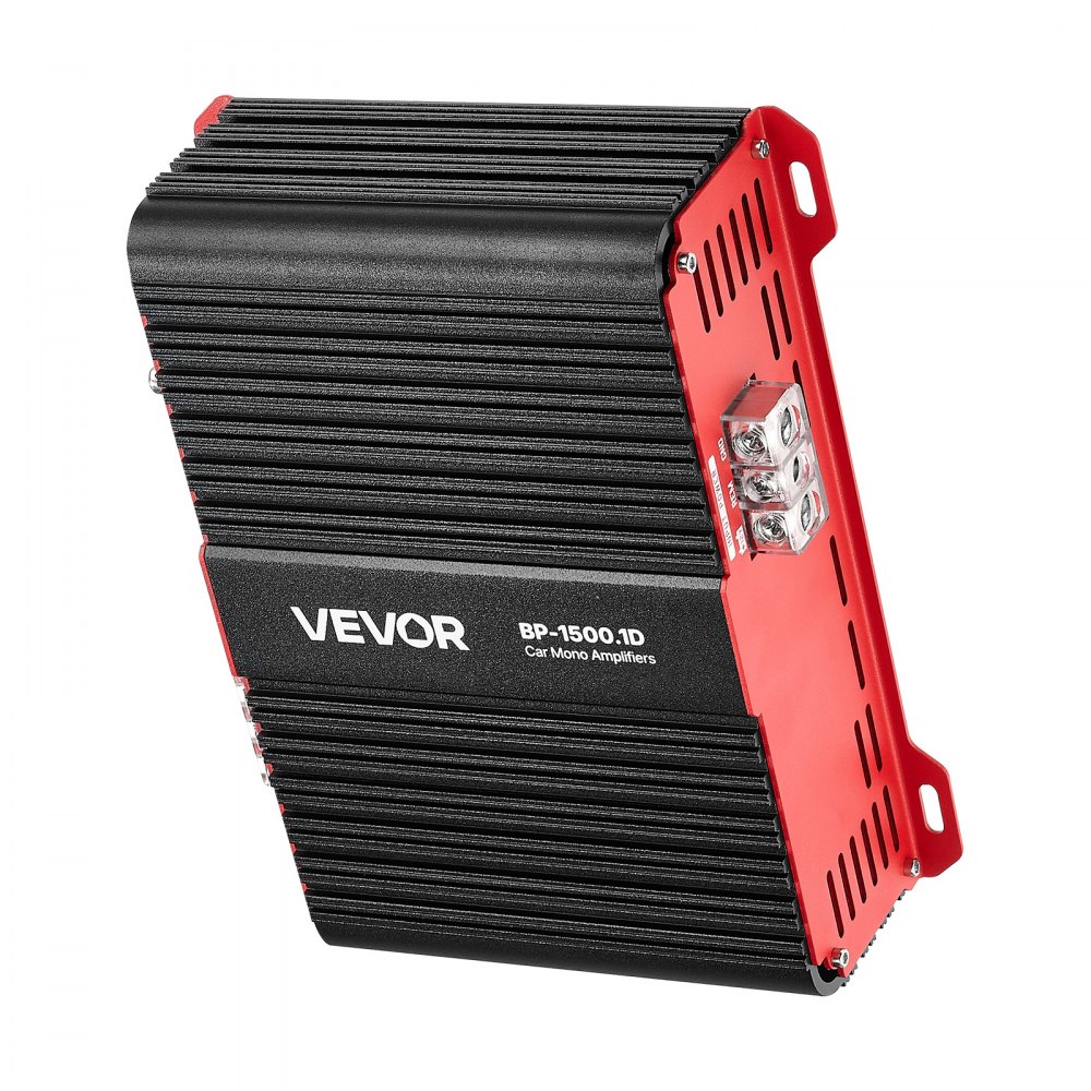 VEVOR Amplificatore Monoblocco per Auto Classe D con Controllo Remoto del Livello del Subwoofer 1500 W, Filtro Passa-Basso, Potenziamento dei Bassi, Spostamento di Fase, Controllo del Volume