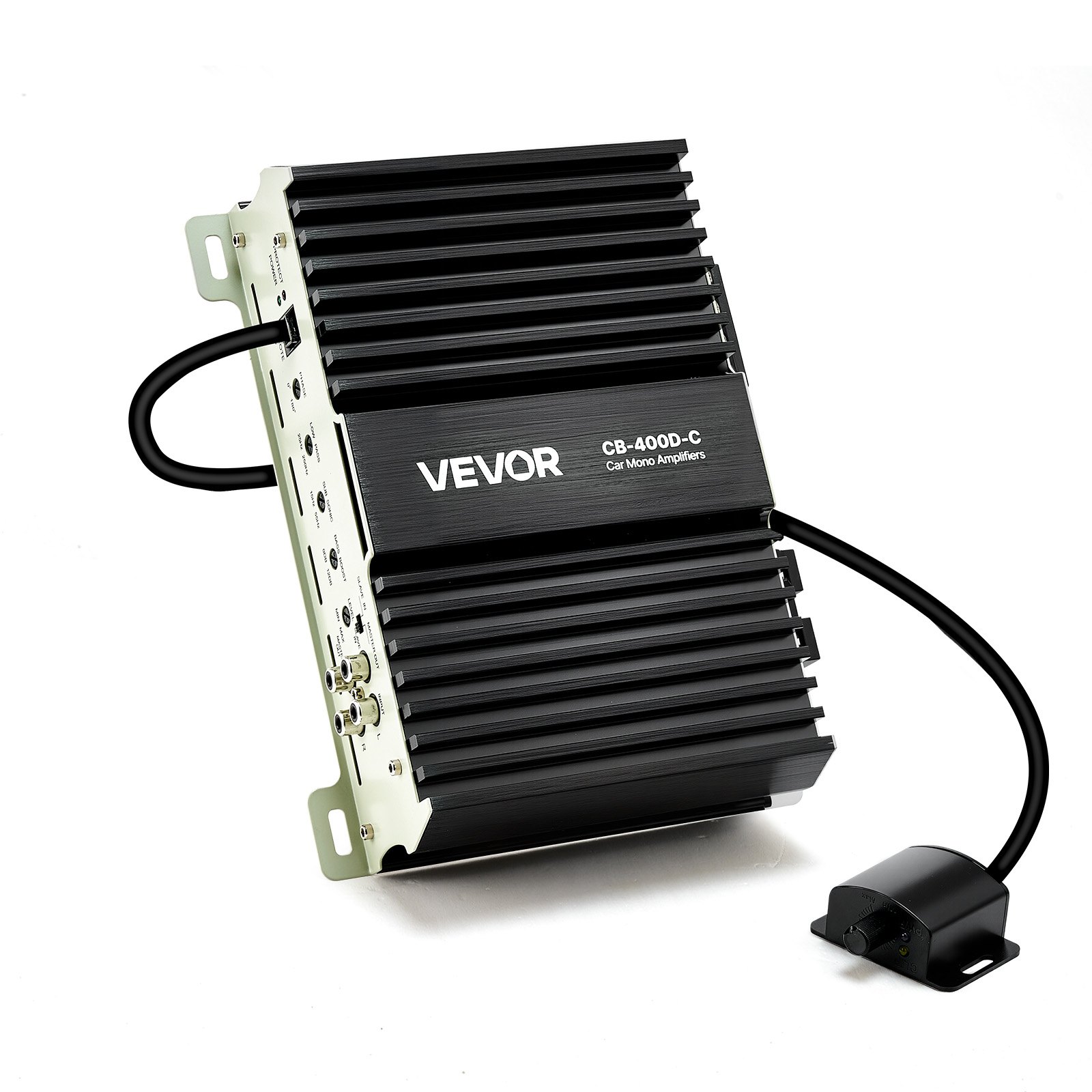 VEVOR Amplificatore Monoblocco per Auto 400W Classe D con Controllo Remoto del Livello del Subwoofer, Filtro Passa-Basso, Potenziamento dei Bassi, Spostamento di Fase, Controllo del Volume