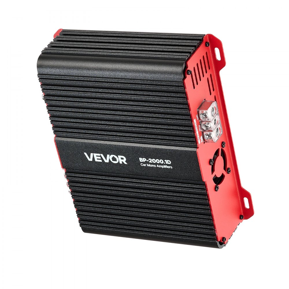 VEVOR Amplificatore Monoblocco per Auto Classe D con Controllo Remoto del Livello del Subwoofer 2000 W, Filtro Passa-Basso, Potenziamento dei Bassi, Spostamento di Fase, Controllo del Volume