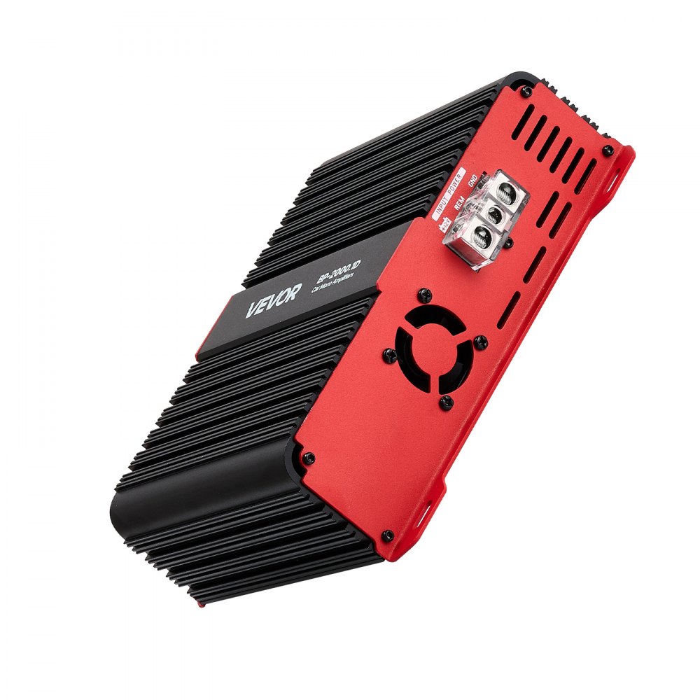 VEVOR Amplificatore Monoblocco per Auto Classe D con Controllo Remoto del Livello del Subwoofer 2000 W, Filtro Passa-Basso, Potenziamento dei Bassi, Spostamento di Fase, Controllo del Volume