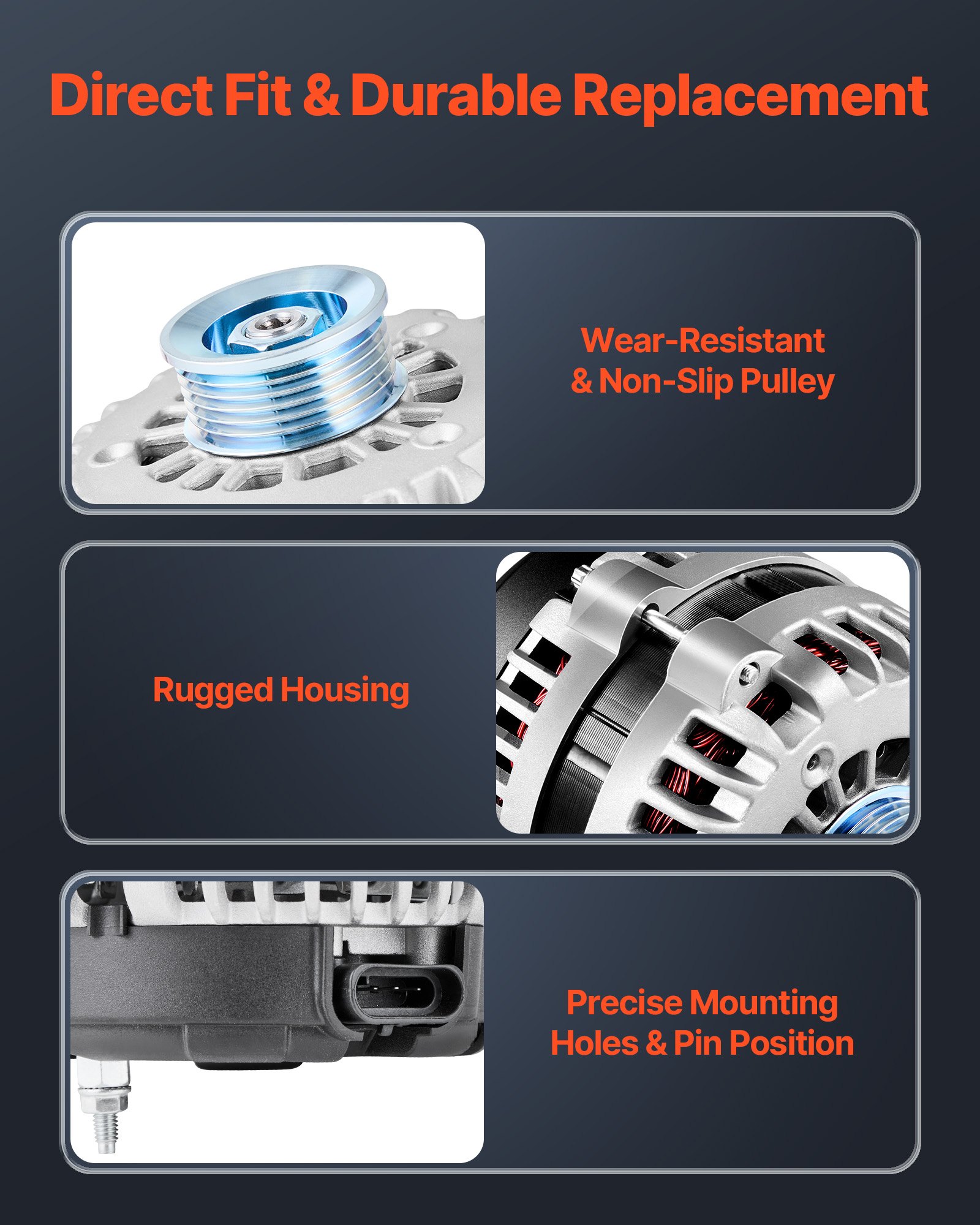 VEVOR Alternatore per Auto 10464443, per Chevrolet Silverado 1500 HD V8 6,0 L 2001-2005, Saab 9-7x 2005-2006, Alternatore di Ricambio per Auto, per Isuzu Ascender 2003-2006, GMC Yukon 2000-2002