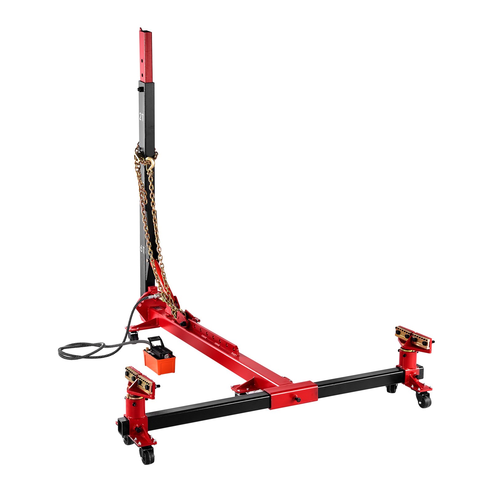 VEVOR Estrattore e Raddrizzatore per Carrozzeria, con Tensione 6T, Pompa Idraulica a Pedale e Perno Girevole, 16 Utensili di Raddrizzamento, per Officina, Berlina, SUV 2500 x 1900 x 2250 mm