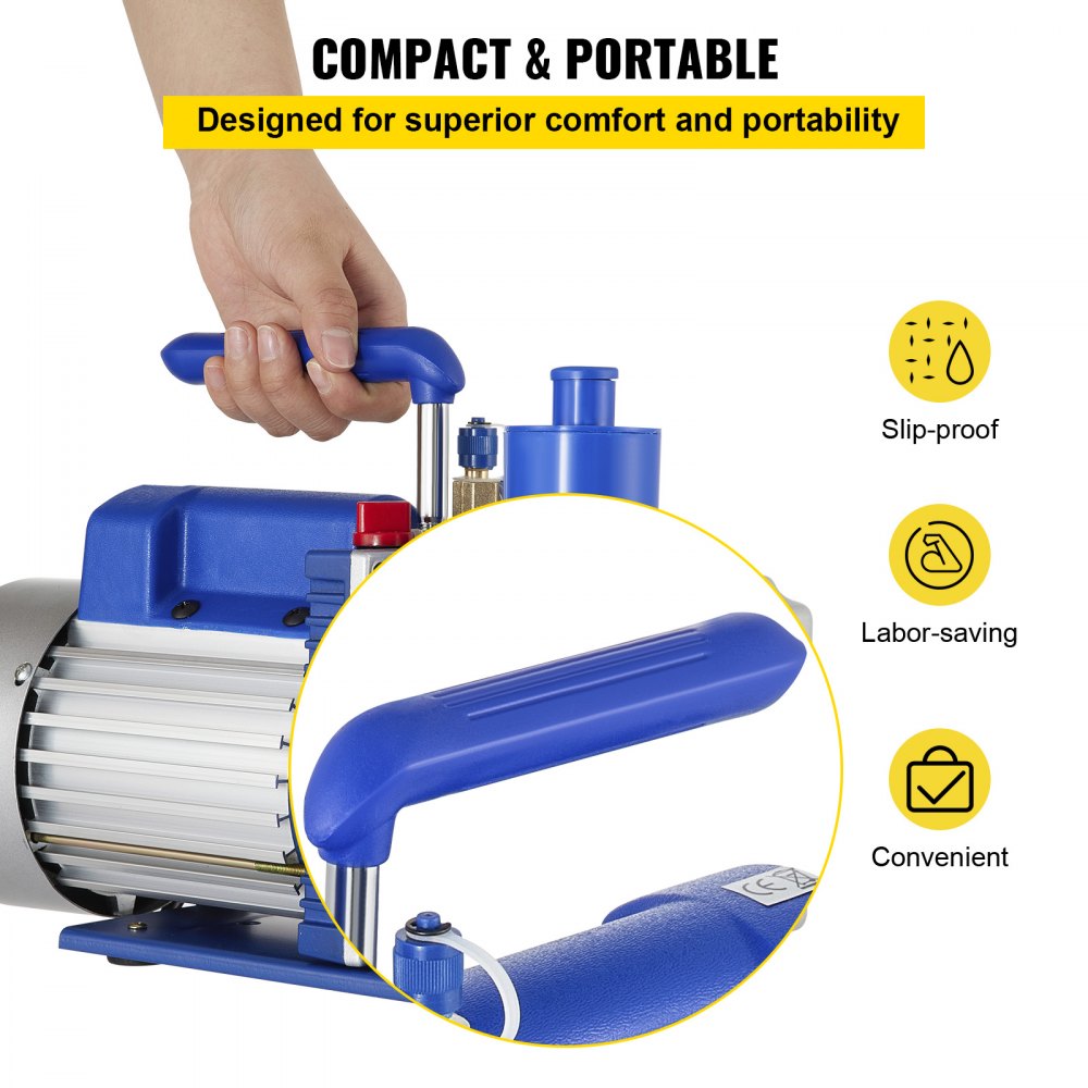 VEVOR 10CFM Pompa per Vuoto Rotativa Palette per Refrigerante 1HP,  Pompa del Vuoto del Condizionatore d'Aria 550ml, Pompa a Vuoto per l'Aria condizionata Domestica, la Manutenzione di Automobili Ecc