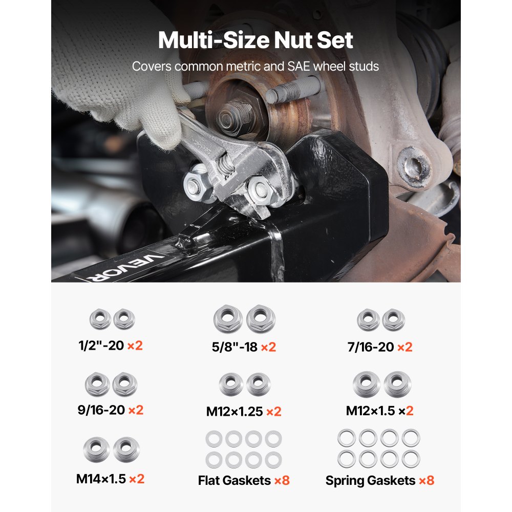 VEVOR Kit di Rimozione Mozzo Cuscinetto Ruota 5, 6 e 8 Fori, Estrattore Universale per Mozzi Ruota, Attrezzo per Rimozione di Mozzi con Dadi e Rondelle per Berline, SUV e Camion