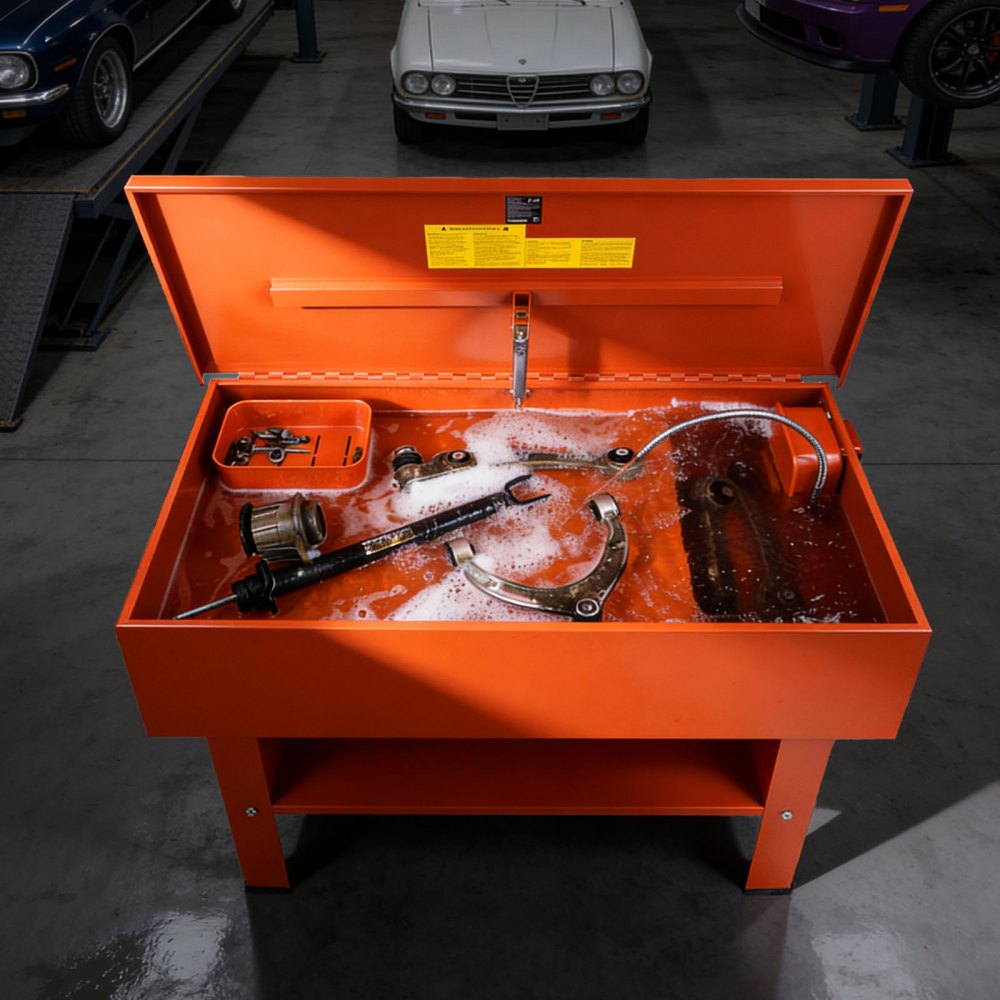 VEVOR Vasca per Lavaggio Meccanico da 135 L, Capacità Solvente di 65 L, Pompa Elettrica con Armadio in Acciaio, Vasca Lavaggio per Parti di Automobili per Cuscinetti delle Ruote, Ingranaggi