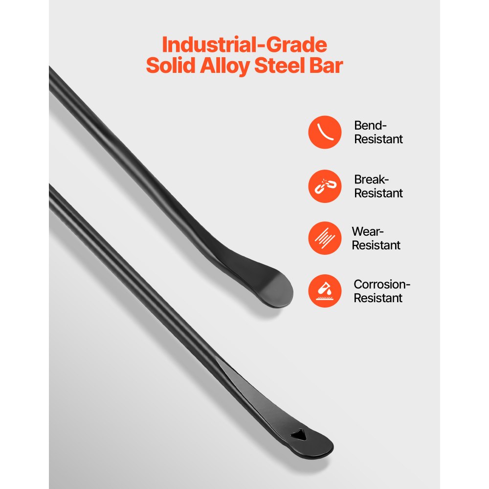 VEVOR Kit Smontagomma da 2 pezzi Leva per Riparazione Pneumatici da 97 cm Strumenti per Montaggio Smontaggio Pneumatici per Auto Veicoli Camion Fuoristrada Autobus Trattori Utensili in Acciaio Legato