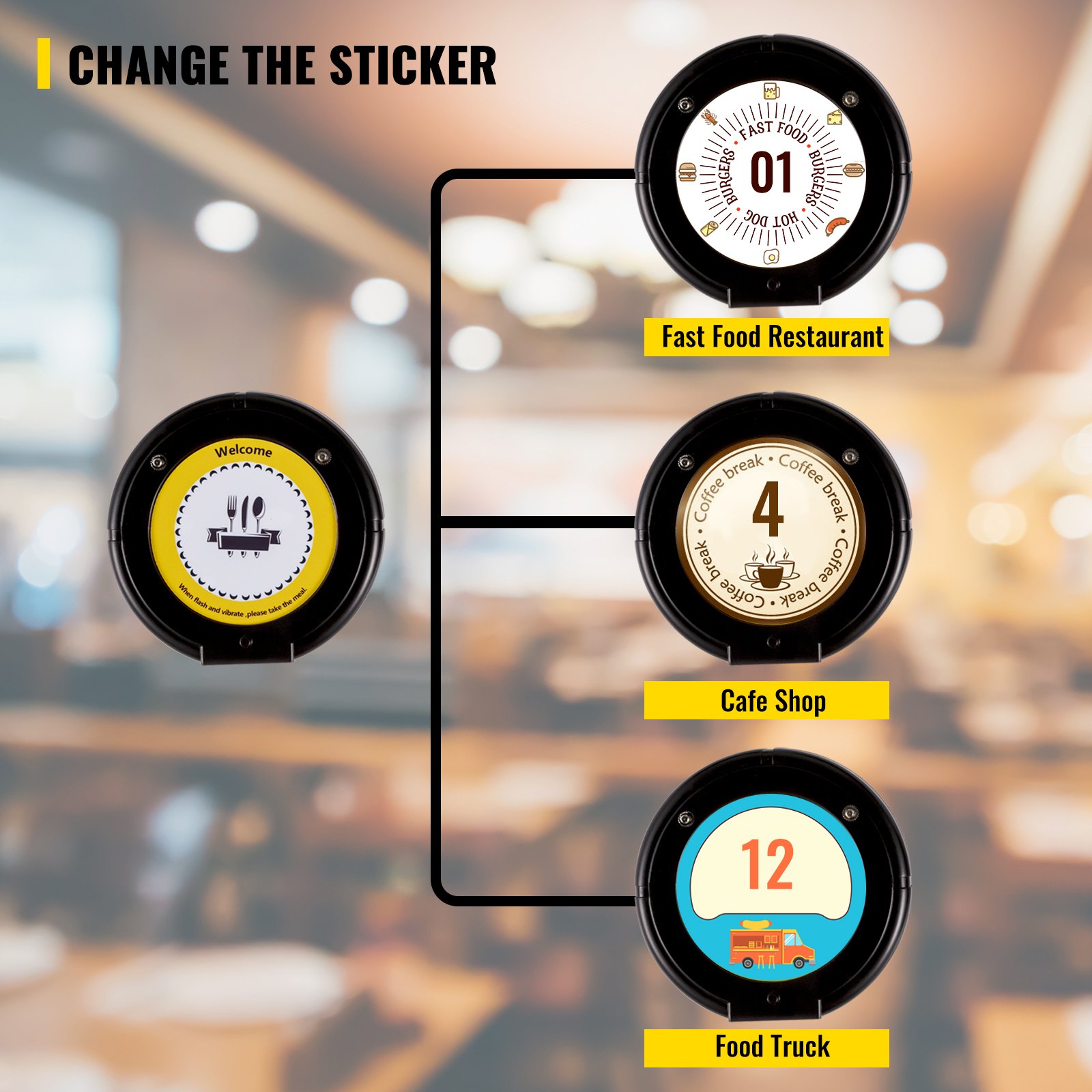 Vevor Sistema Di Chiamata Wireless Con 1 Trasmettitore 5 Cercapersone Ristorante