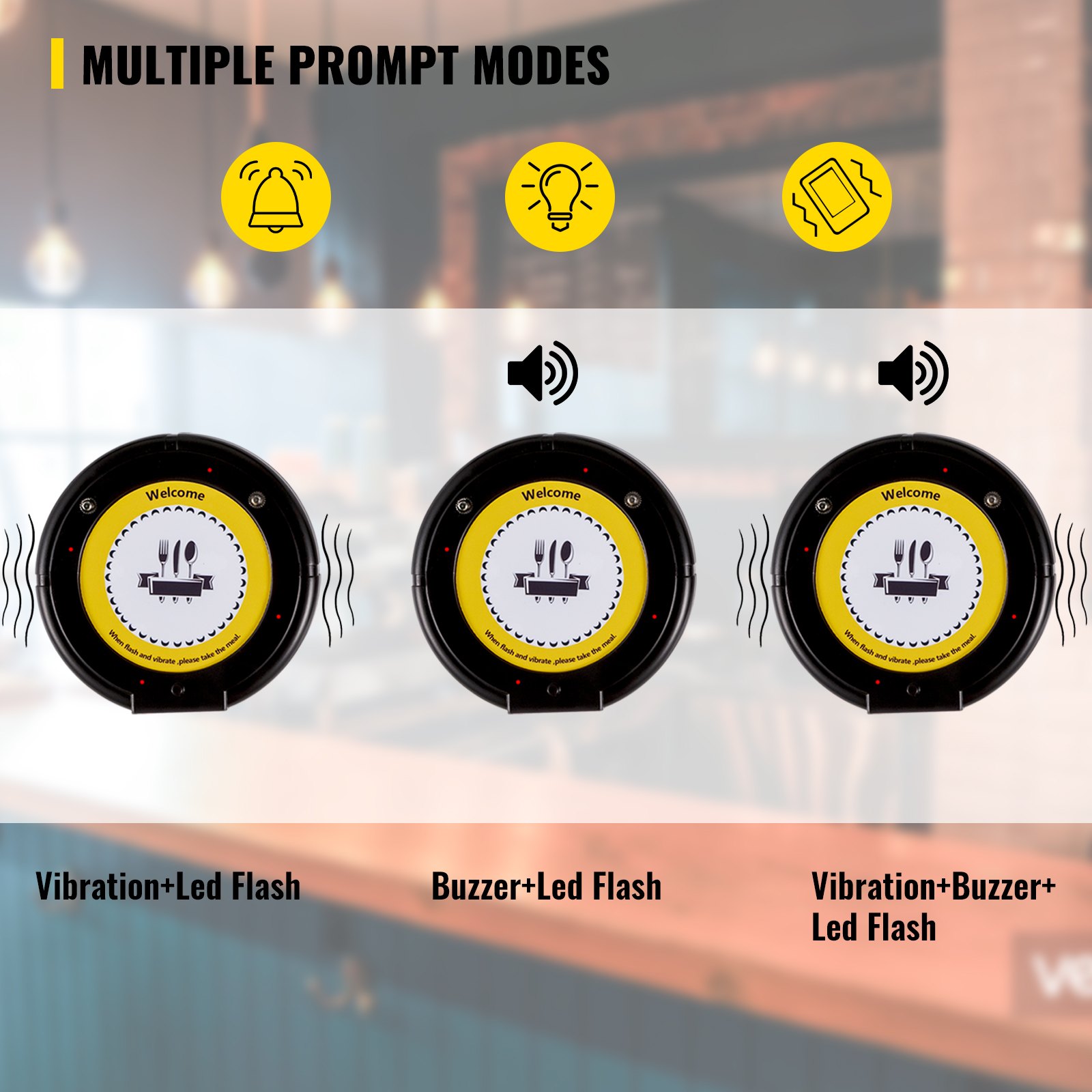 Vevor Sistema Di Chiamata Wireless Con 1 Trasmettitore 5 Cercapersone Ristorante